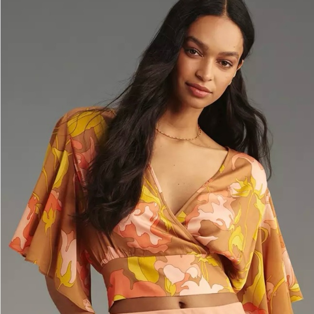 Tiny Anthropologie Olympia Faux-Wrap Top Size XL